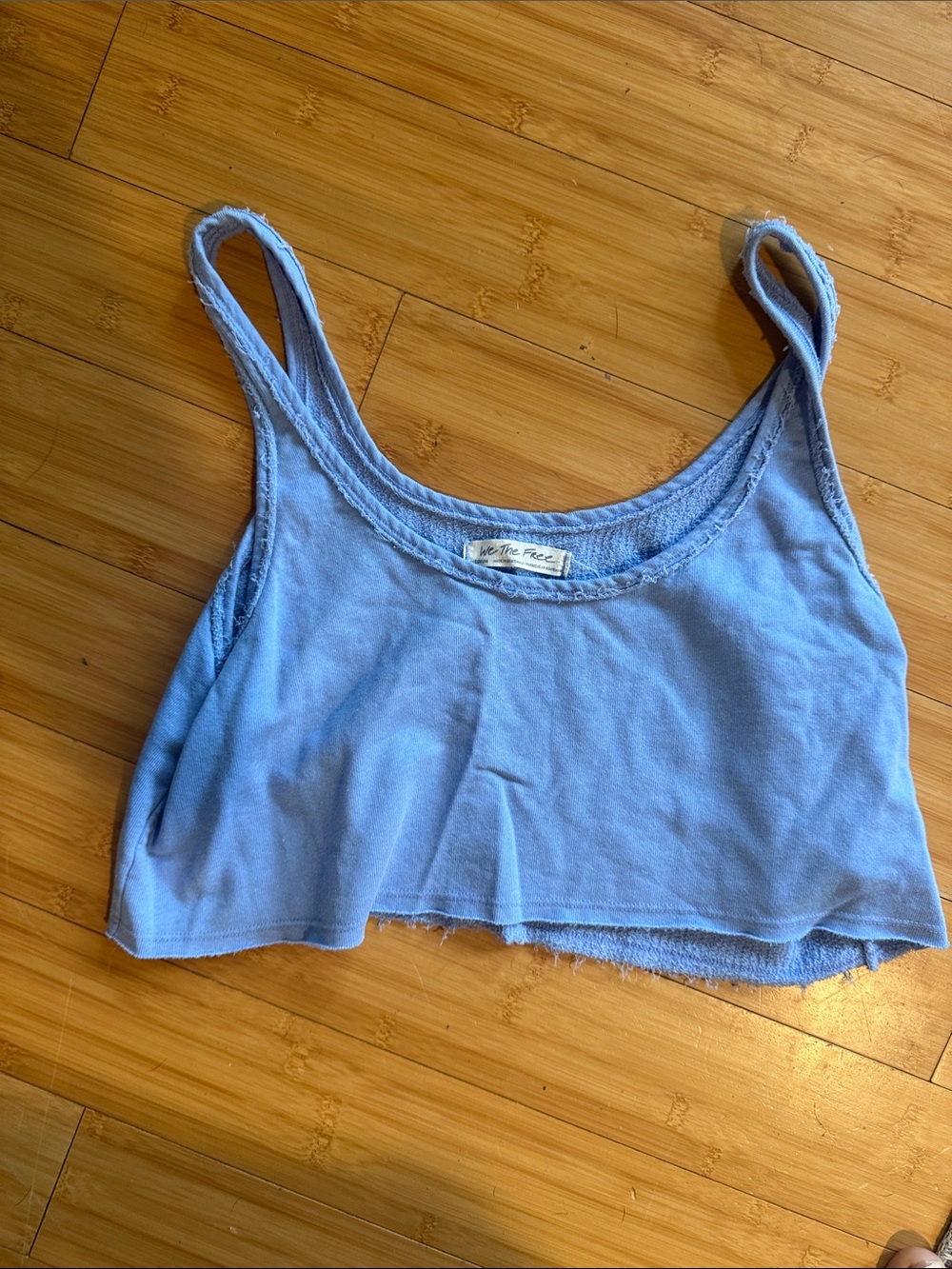 We The Free Light Blue Raw-Edge Cropped Tank